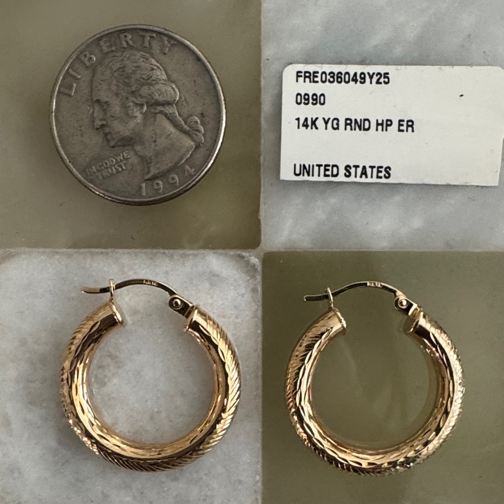 14K Solid Gold Hoop Earrings